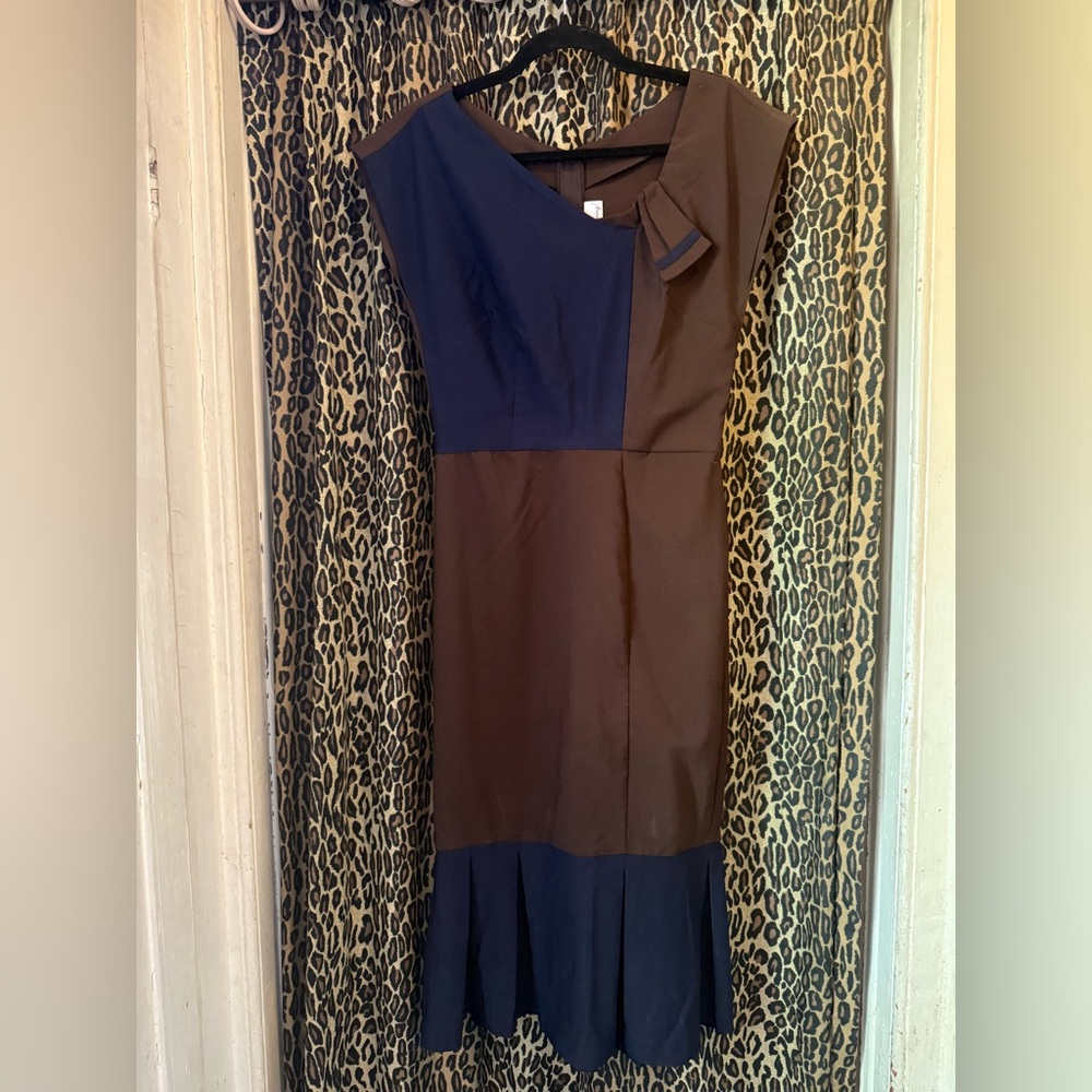 Stop Staring Brown and Navy color block Dress